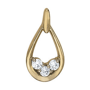 14kt Yellow Gold 1/2 ct TW SI2 H-I Diamond 3-Stone Pendant Necklace Style 