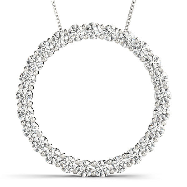 1 1/2 CTW Diamond Solitaire Circle Pendant Necklace - 14kt White Gold