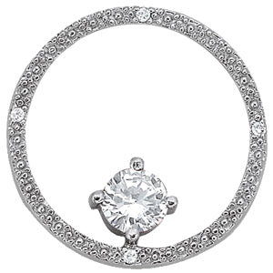14kt White Gold 1/20 ct TW SI2, H-I Diamond Pendant Setting - Round Brilliant Cut - Accommodates 7/8 ct TW Center Stone