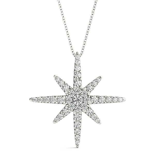 Elegant 14kt White Gold Fashion Pendant with 1/2 ct tw SI2, H-I Round Diamond Accent