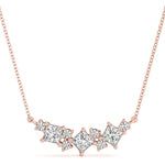 Elegant Princess Cut & Round Neck Center Pendant - 14kt White Gold, 5/8 ct TDW SI2 H-I Diamonds