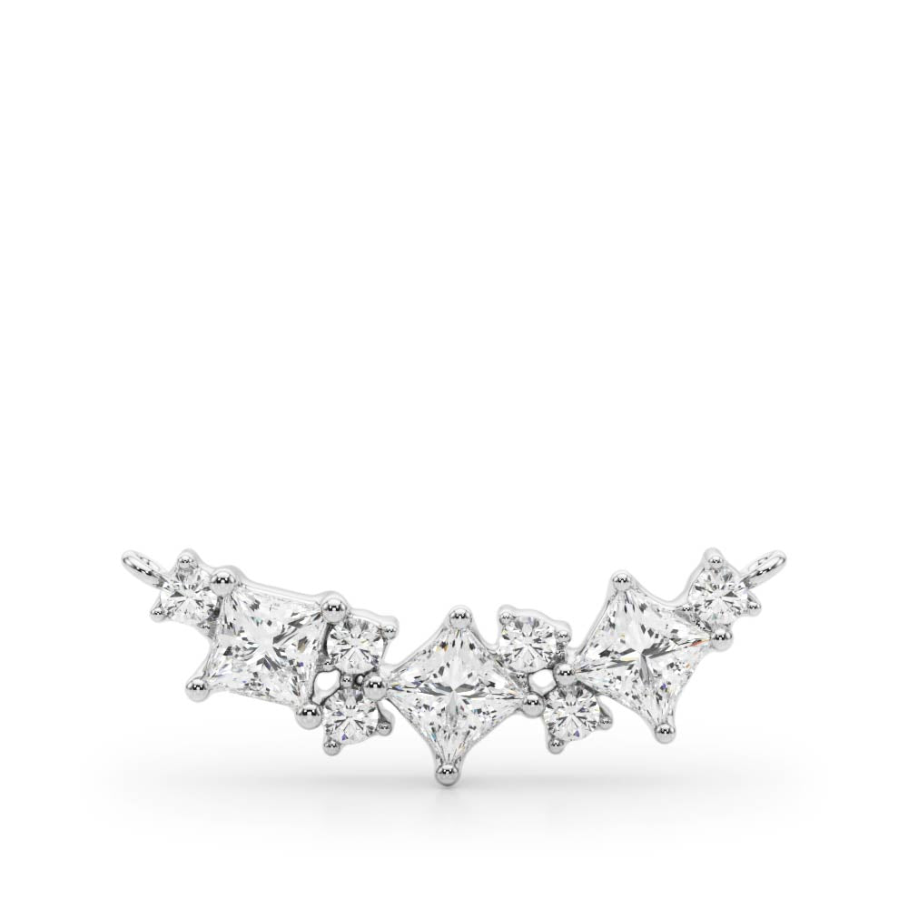 Elegant Princess Cut & Round Neck Center Pendant - 14kt White Gold, 5/8 ct TDW SI2 H-I Diamonds