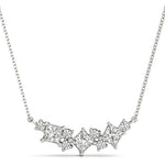 Elegant Princess Cut & Round Neck Center Pendant - 14kt White Gold, 5/8 ct TDW SI2 H-I Diamonds