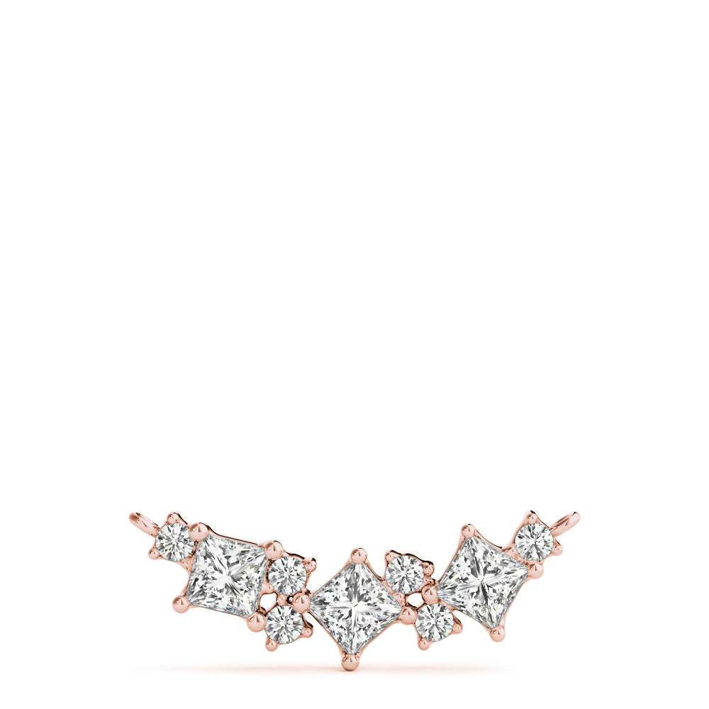 Elegant Princess Cut & Round Neck Center Pendant - 14kt White Gold, 5/8 ct TDW SI2 H-I Diamonds