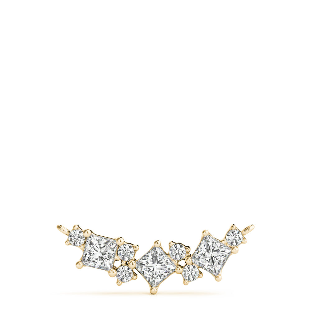 Elegant Princess Cut & Round Neck Center Pendant - 14kt White Gold, 5/8 ct TDW SI2 H-I Diamonds