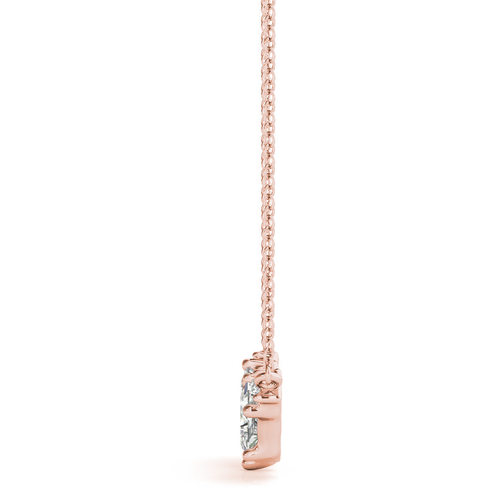 Elegant Princess Cut & Round Neck Center Pendant - 14kt White Gold, 5/8 ct TDW SI2 H-I Diamonds