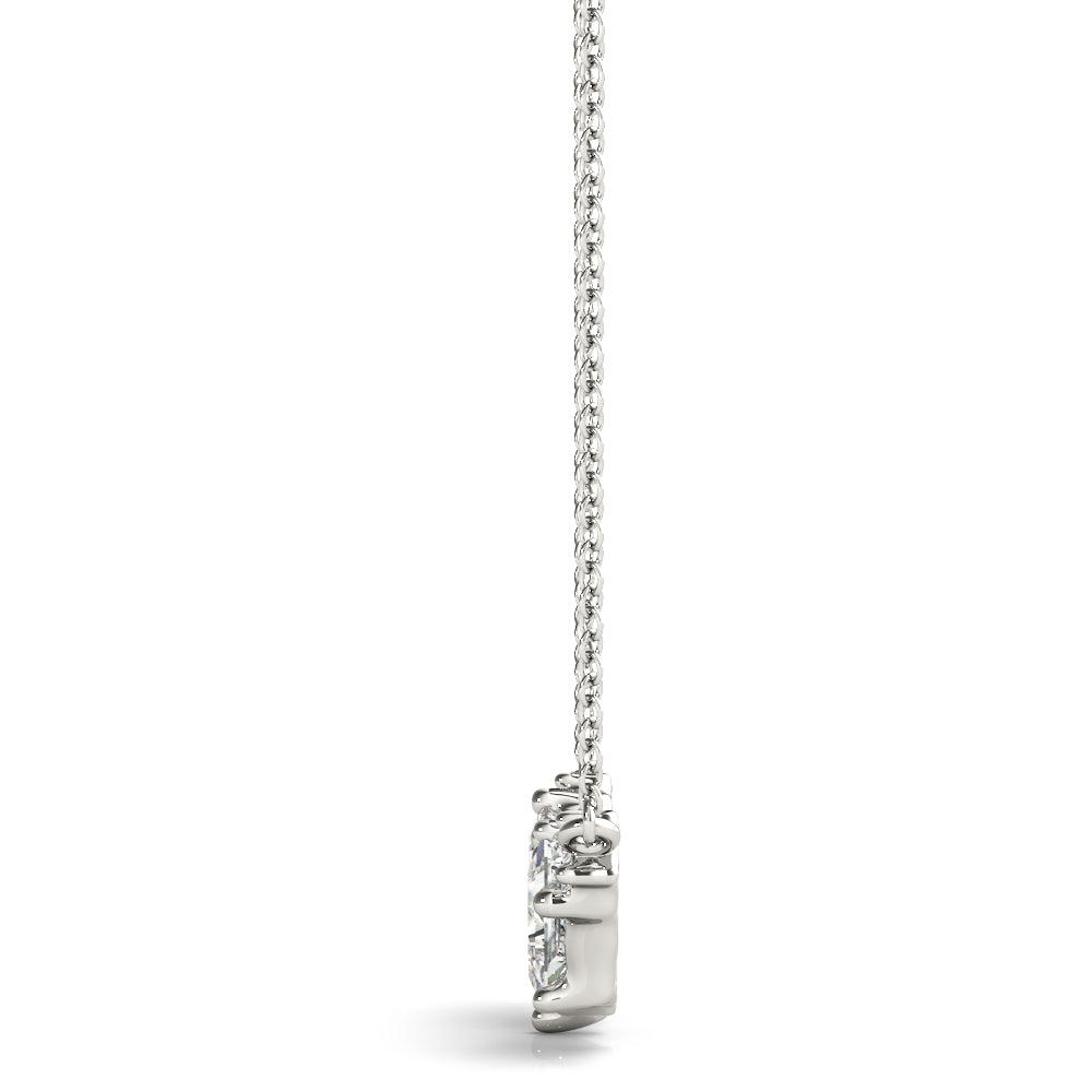 Elegant Princess Cut & Round Neck Center Pendant - 14kt White Gold, 5/8 ct TDW SI2 H-I Diamonds