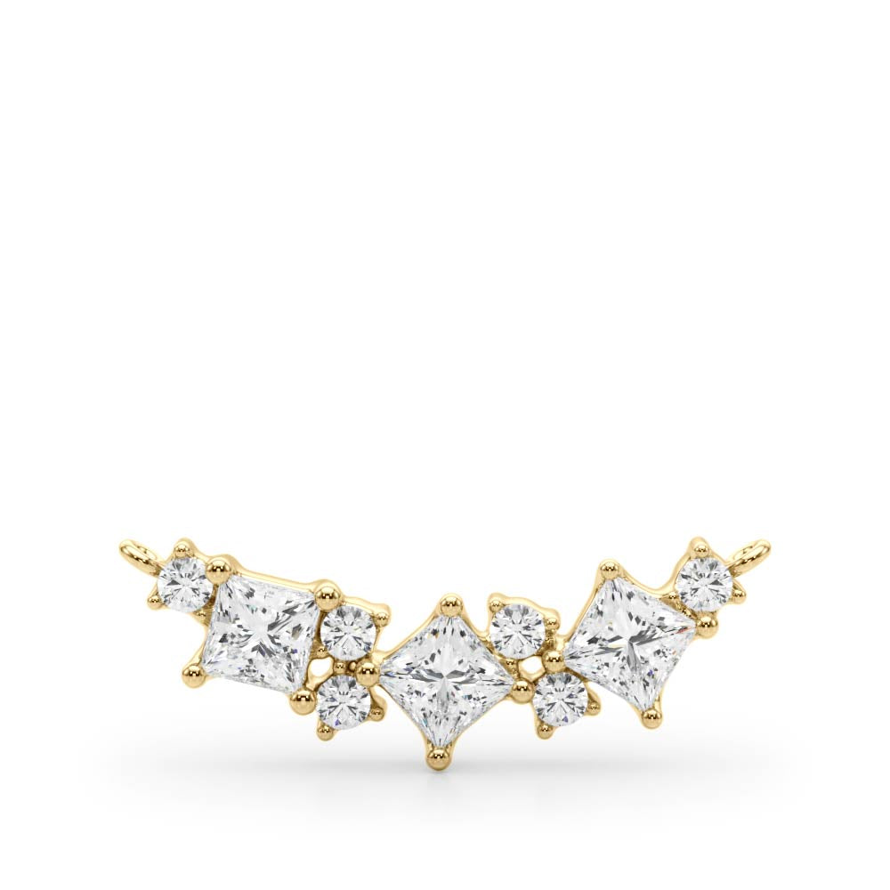 Elegant Princess Cut & Round Neck Center Pendant - 14kt White Gold, 5/8 ct TDW SI2 H-I Diamonds