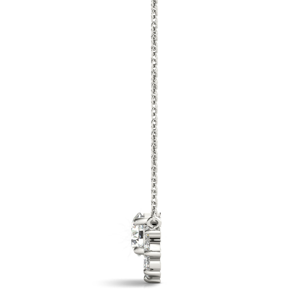 Elegant 14kt White Gold Fashion Pendant with Semi-Mount Diamond Accent