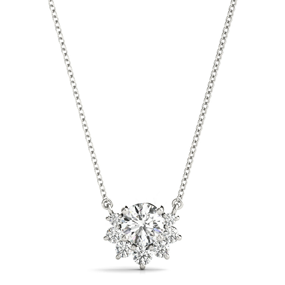 Elegant 14kt White Gold Fashion Pendant with Semi-Mount Diamond Accent