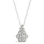 14kt White Gold Round Flower Pendant Setting - Accommodates 1/2 ct Center Stone