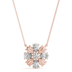 14kt White Gold 3/4 ct TW SI2 H-I Diamond Flower Pendant Necklace