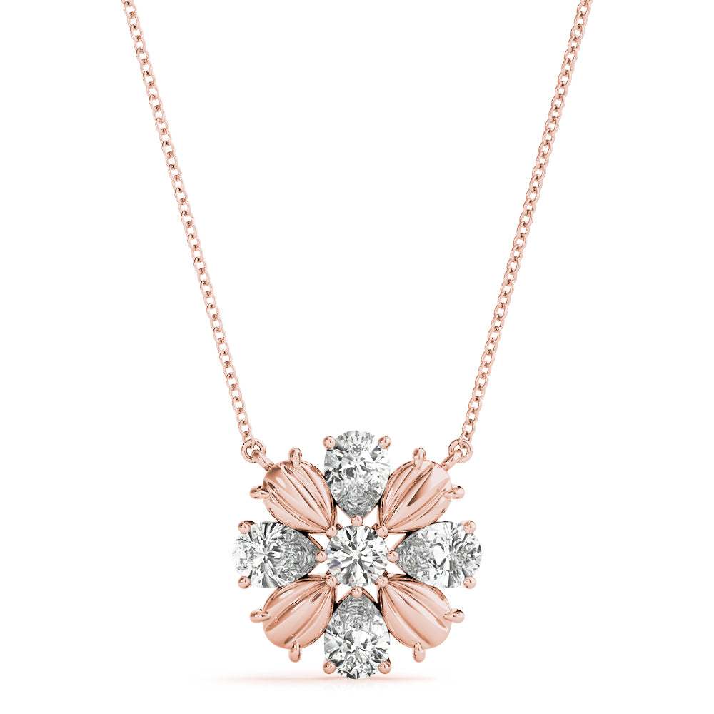 14kt White Gold 3/4 ct TW SI2 H-I Diamond Flower Pendant Necklace