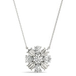 14kt White Gold 3/4 ct TW SI2 H-I Diamond Flower Pendant Necklace