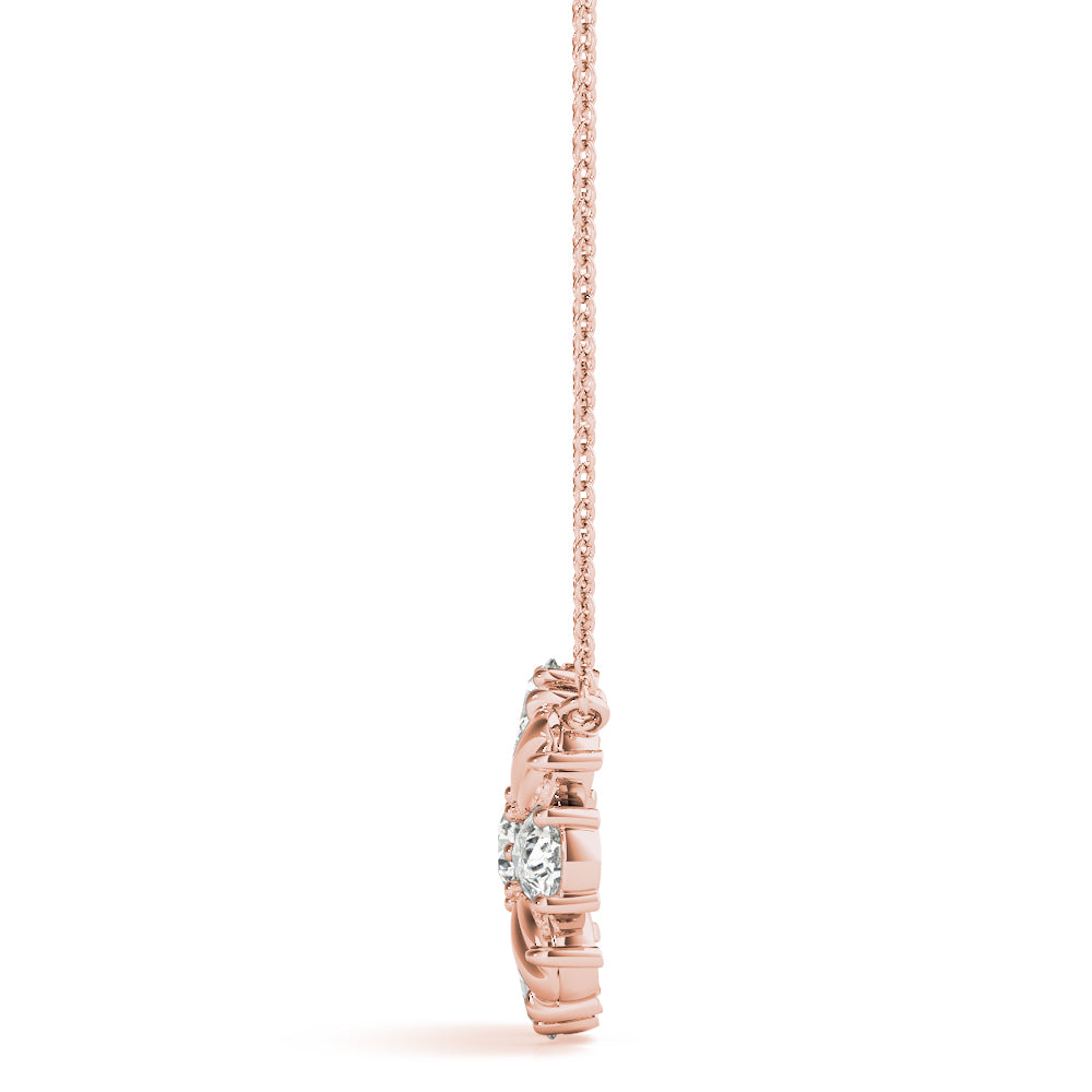 14kt White Gold 3/4 ct TW SI2 H-I Diamond Flower Pendant Necklace