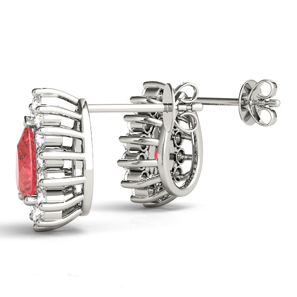 14kt White Gold 6x4mm Pear Shape Semi-Mount Diamond Earrings (Center Stone Not Included)