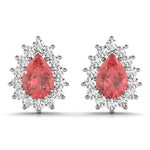 14kt White Gold 6x4mm Pear Shape Semi-Mount Diamond Earrings (Center Stone Not Included)