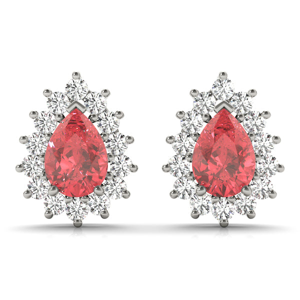 14kt White Gold 6x4mm Pear Shape Semi-Mount Diamond Earrings (Center Stone Not Included)