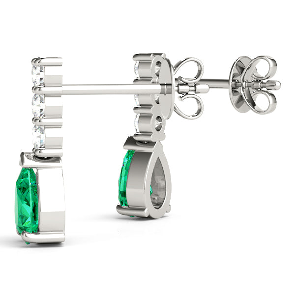 14kt White Gold Pear Cut Semi-Mount Diamond Earrings - 5x3mm Center Stone Setting