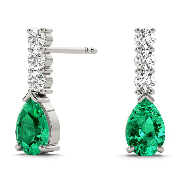 14kt White Gold Pear Cut Semi-Mount Diamond Earrings - 5x3mm Center Stone Setting