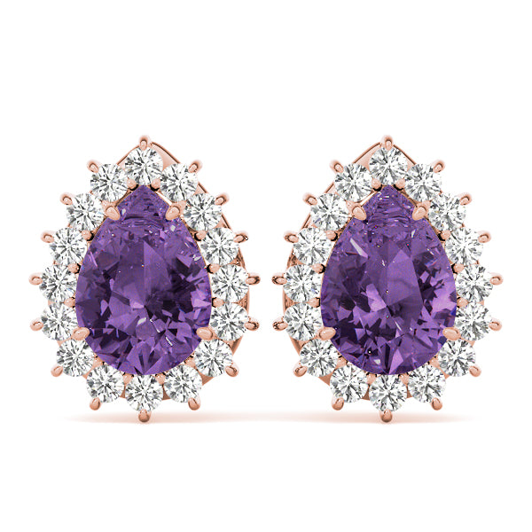 14kt White Gold Pear Cut Semi-Mount Earrings - 5x3mm Center Stone Size