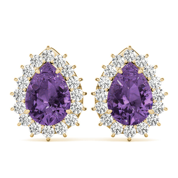 14kt White Gold Pear Cut Semi-Mount Earrings - 5x3mm Center Stone Size