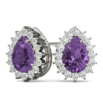 14kt White Gold Pear Cut Semi-Mount Earrings - 5x3mm Center Stone Size