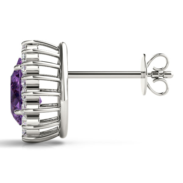 14kt White Gold Pear Cut Semi-Mount Earrings - 5x3mm Center Stone Size