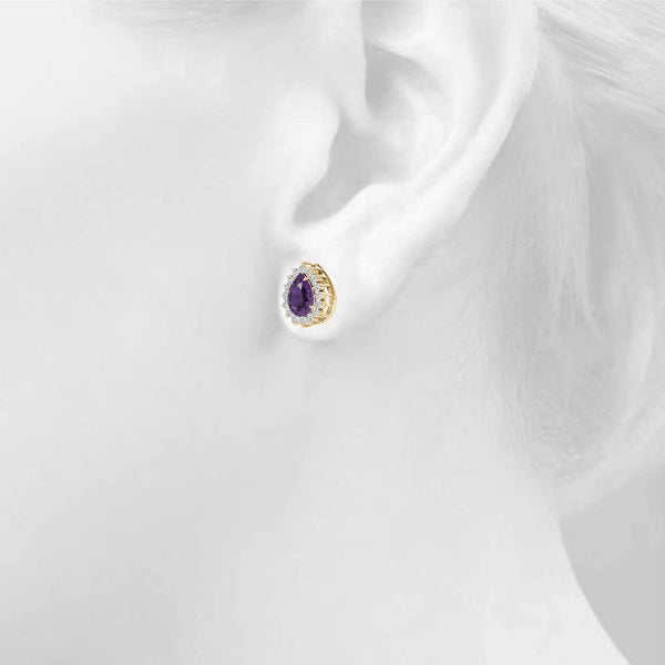 14kt White Gold Pear Cut Semi-Mount Earrings - 5x3mm Center Stone Size