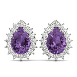 14kt White Gold Pear Cut Semi-Mount Earrings - 5x3mm Center Stone Size