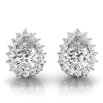 14kt White Gold Pear Cut Semi-Mount Earrings - 5x3mm Center Stone Size