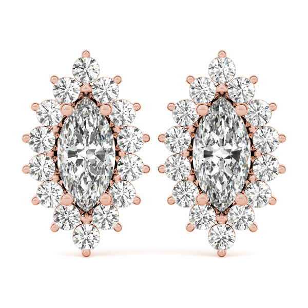 Elegant Marquise Cut 4x2mm Diamond Semi-Mount Earrings in 14kt White Gold