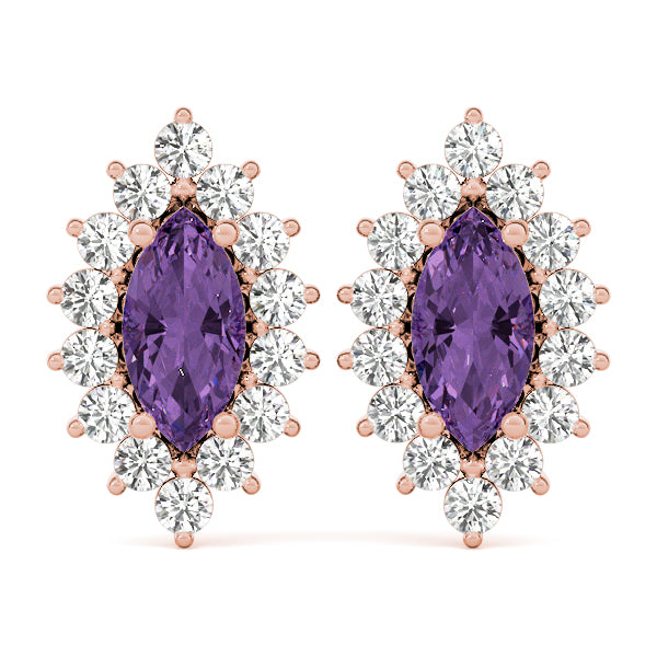 Elegant Marquise Cut 4x2mm Diamond Semi-Mount Earrings in 14kt White Gold