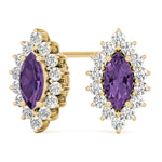 Elegant Marquise Cut 4x2mm Diamond Semi-Mount Earrings in 14kt White Gold