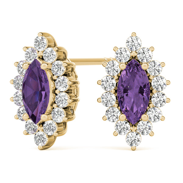 Elegant Marquise Cut 4x2mm Diamond Semi-Mount Earrings in 14kt White Gold