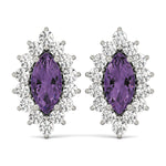 Elegant Marquise Cut 4x2mm Diamond Semi-Mount Earrings in 14kt White Gold