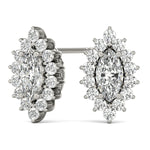 Elegant Marquise Cut 4x2mm Diamond Semi-Mount Earrings in 14kt White Gold
