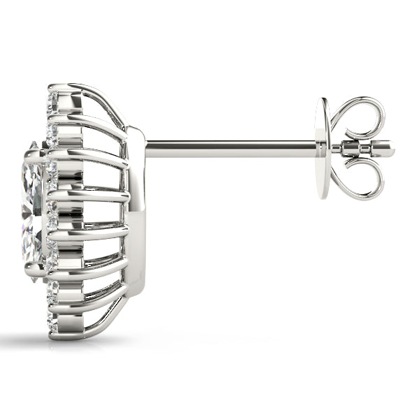 Elegant Marquise Cut 4x2mm Diamond Semi-Mount Earrings in 14kt White Gold