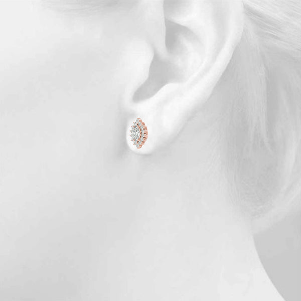 Elegant Marquise Cut 4x2mm Diamond Semi-Mount Earrings in 14kt White Gold