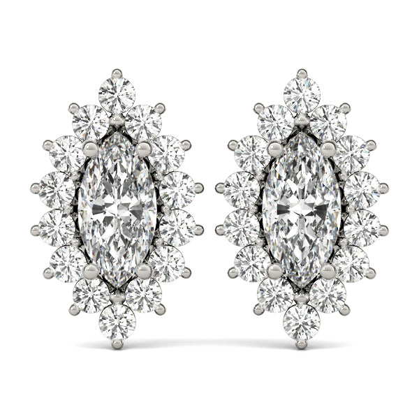 Elegant Marquise Cut 4x2mm Diamond Semi-Mount Earrings in 14kt White Gold