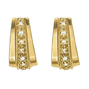 Elegant 14k Yellow Gold J-Hoop Earrings with 0.24 cttw SI2, H-I Diamonds
