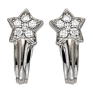 Elegant 14kt White Gold Diamond J-Hoop Earrings