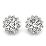 14kt White Gold Round Semi-Mount Diamond Earrings - STYLE 