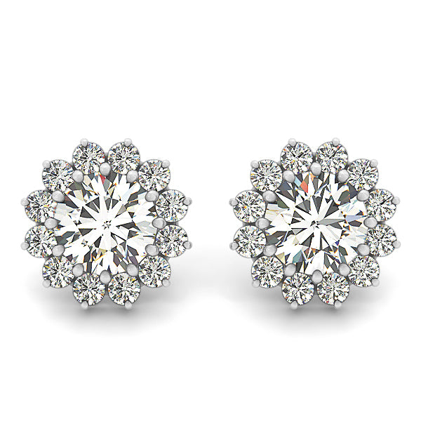 14kt White Gold Round Semi-Mount Diamond Earrings - STYLE # 40309