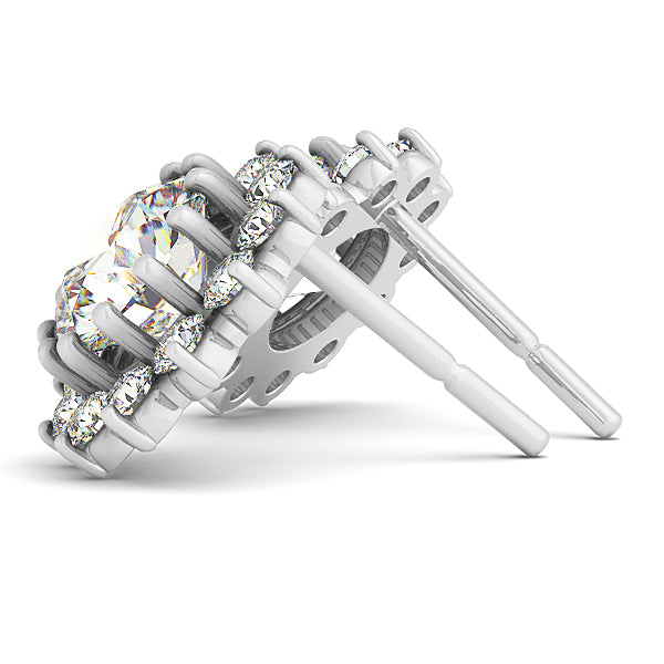 14kt White Gold Round Semi-Mount Diamond Earrings - STYLE 