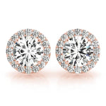 14k White Gold Halo Round Diamond Earrings - 0.67 CTTW