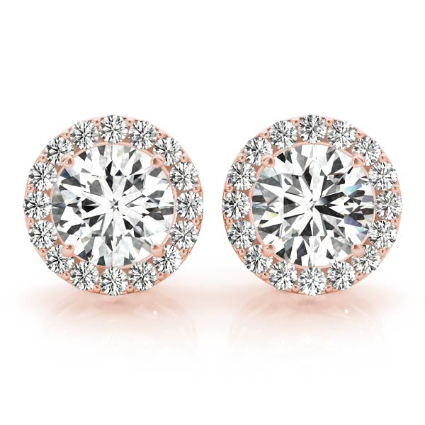 14k White Gold Halo Round Diamond Earrings - 0.67 CTTW