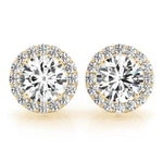 14k White Gold Halo Round Diamond Earrings - 0.67 CTTW