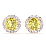 14k White Gold Halo Round Diamond Earrings - 0.67 CTTW