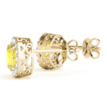 14k White Gold Halo Round Diamond Earrings - 0.67 CTTW